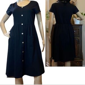 OUGES WOMEN BLACK DRESS SIZE M BUTTON FRONT‎ W/POCKETS DRESS